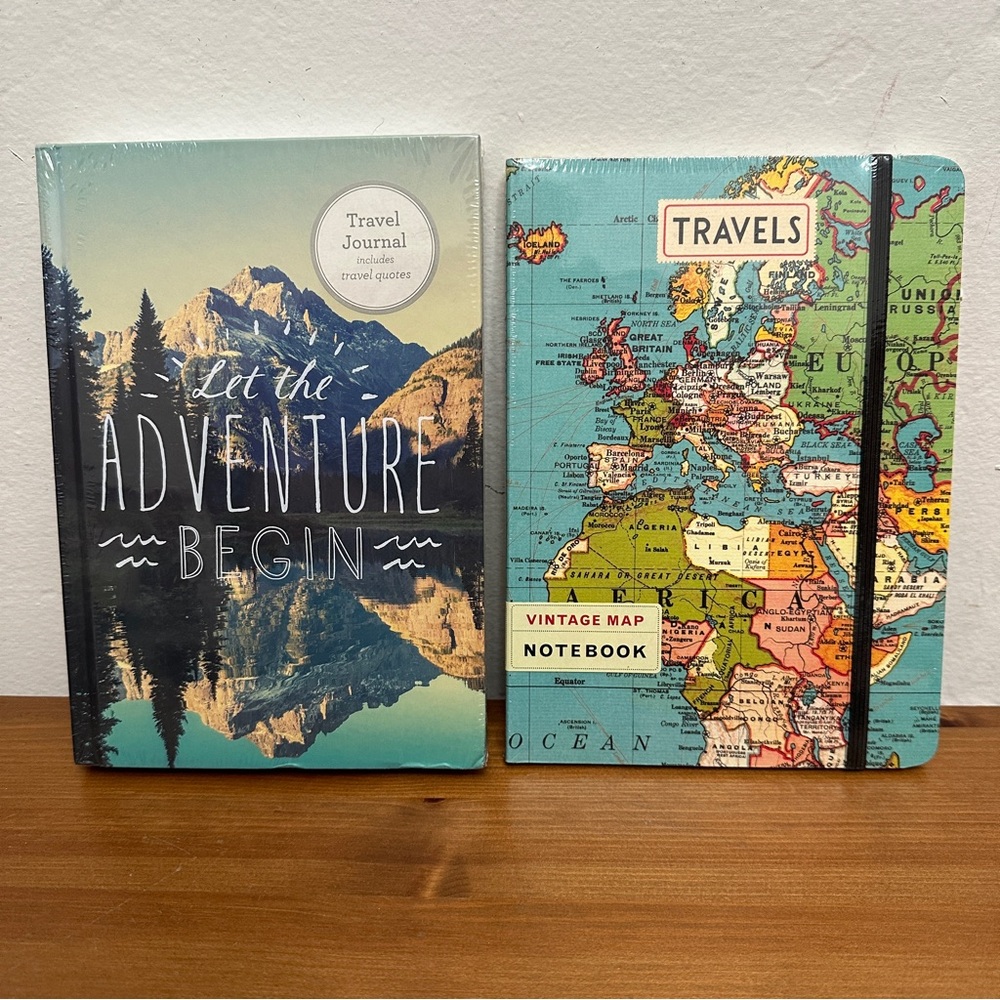 NEW Two Travel & Adventure-Themed Notebooks, Vacation Journal/Diary